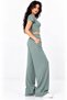 Women's Ribbed Knitted Fabric Crew Neck Crop Loose Fit Comfortable Tracksuit Set of 2 - 2