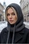Women's Smoked Knitted Balaclava Snow Mask Lace-Up Thick Ribbed Knitwear Hooded Beanie Neck Collar
