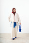 Women's Adjustable Waist Double-Sided Jacket Suit Cream - 2