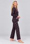 Women's Heart Patterned Ruffle Detailed Pocketed Buttoned Long Sleeve Pajama Set - 3