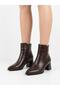 Women's Brown Pointed Toe Stylish Sole Thick Heeled Zippered Boots - 2
