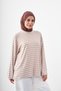 Women's Crew Neck Thick Striped Long Sleeve T-Shirt Mink - 2