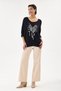 Women's Black Italian Heart Patterned Sequined Lycra Knitwear Sweater 40 - 46 Size - 5