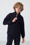 Navy Blue Cotton Thick Fleece Soft Textured Standard Fit Embroidered Boys' Tracksuit Set - 11256 - 7