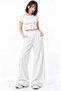 Women's Ribbed Knitted Fabric Crew Neck Crop Loose Fit Comfortable Tracksuit Set of 2