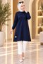 A-Cut Round Necklace Cristal Fabric Slitted Women's Tunic - 3