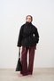Women's Stand Collar Waist Tie Button Closure Short Coat Black - 3