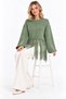 Women's Soft Textured Crew Neck Long Sleeve Tasseled Oversize Knitwear Sweater - 2