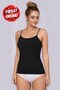 Women's Ribbed Rope Strap Black Undershirt 723