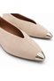 Women's Genuine Leather Suede Ballerinas with Metal Toe Detail - 2