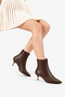 Women's Pointed Toe Short Heeled Boots Merlas Brown - 6
