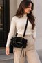 Women's Black Suede Look Hand and Shoulder Bag with Adjustable Strap, Gold Zipper, Tassel Detail, Multi-Compartment, Daily Stylish Bag