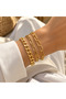 Steel 3-Piece Women's / Men's Combination Bracelet Set / Thin Cadena / Crushed Figaro / Thin Oval / with Extension Chain / Gold Color - 2