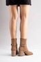 Varliye Women's Genuine Leather Boots Brown Suede Thick Block Heeled Boots - 7