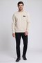 Men Crew Neck Long Sleeve Graphic Print Sweatshirt, Light Beige - 2