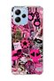 Redmi 12 Compatible Pink Star Zebra Printed Transparent Phone Case
