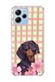 Poco M6 Pro 5g Compatible Sausage Dog Pink Plaid Printed Transparent Phone Case