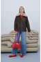 Fur Collar Lined Cashmere Coat Brown