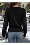 Women's Long Sleeve Double Breasted Collared Acrylic Blouse with Buckle and Button Detail at the Waist - 3