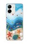 Redmi 13C Compatible Blue Wave Starfish Printed Transparent Phone Case