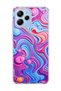 Poco M6 Pro 5g Compatible Pink Blue Fluid Printed Transparent Phone Case