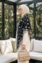 Women's Polka Dot Patterned Cashmere Textured Triangle Shawl 1310 Black - 2