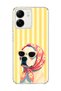 Redmi 13C Compatible Transparent Phone Case with Scarf and Glasses Printed Dog Design