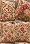 Heritage Blossom Floral and Rosehip Patterned Fringed Decorative Throw Pillow Cover Set of 4 |   Cream Tile Burgundy Vintage Decor - 8