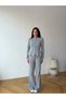 Coated Buttoned Peplum Knitwear Set