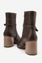 Varliye Women's Genuine Leather Boots Brown Thick Block Heeled Boots - 3