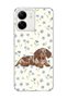 Redmi 13C Compatible Sausage Dog Blue Flower Printed Transparent Phone Case