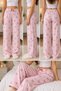 Women's Pink Striped Bow Patterned Cotton Pink Ribbon Detail Single Bottom Pajamas - 4