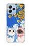 Redmi 12 Compatible Cats with Scarf Yellow Flower Printed Transparent Phone Case