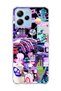 Poco M6 Pro 5g Compatible Neon Purple Collage Printed Transparent Phone Case