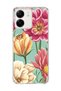 Redmi 13C Compatible Large Flower Mint Green Printed Transparent Phone Case