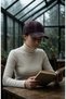 Winter Women's Hat with Visor, Cashmere Fabric - 2