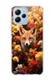 Poco M6 Pro 5g Compatible Fox and Flowers Printed Transparent Phone Case