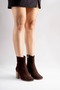 Vanisse Women's Genuine Leather Boots Brown Suede Thick Block Heeled Boots - 6