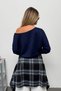 Women's Boat Neck Late Floral Printed Modal Sweatshirt Navy Blue - 12472 - 5