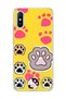 Redmi 9A Compatible Colorful Paw Yellow Printed Transparent Phone Case