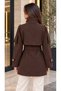 Women's Brown Standing Collar Shirt - 4
