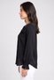 Women Round Neck Metallic Long Sleeve Blouse With Corsage, Black - 3