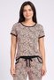 Women Animal Print Short Sleeve T-Shirt And Pants Sleepwear Set, Multicolor - 2
