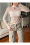 Lace Detailed Backless High Neck Long Sleeve Snap Bodysuit - 7
