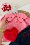 Plaid Girls' 3-Piece Set with Plush Heart Bag and Collar Detail - Red - 3