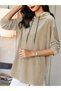 Women's Long Sleeve Hooded Lace-Up Velvet Long Blouse - 3