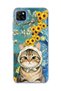Redmi 9C Compatible Starry Night Tabby Cat Printed Transparent Phone Case