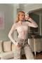Lace Detailed Backless High Neck Long Sleeve Snap Bodysuit - 4