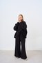 Women's Stitching Detail Hooded Tracksuit Set Black