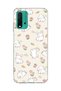 Redmi 9t Compatible Cute Rabbit Flower Printed Transparent Phone Case